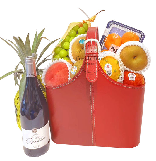 FH005 Exquisite red wine opening gift fruit basket