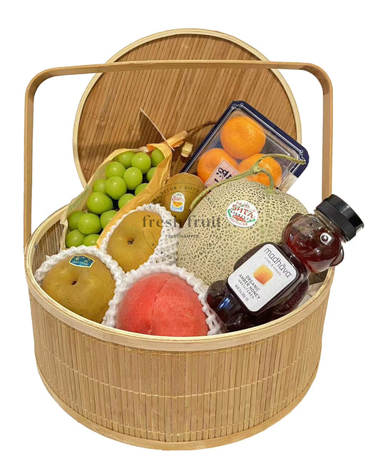 FH011 Exquisite Bamboo Basket Fruit Gift Basket