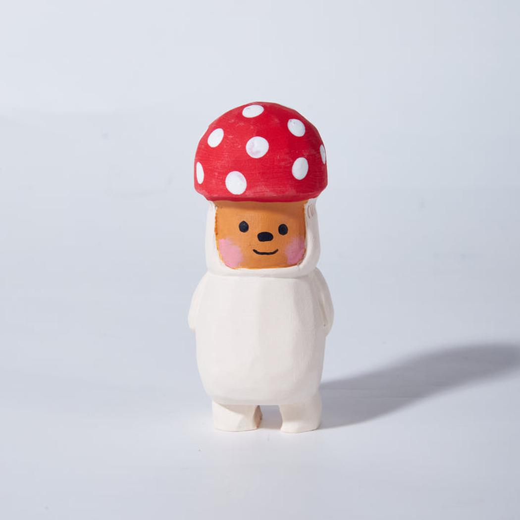 Polka Dot Mushroom Wood Carving Figure