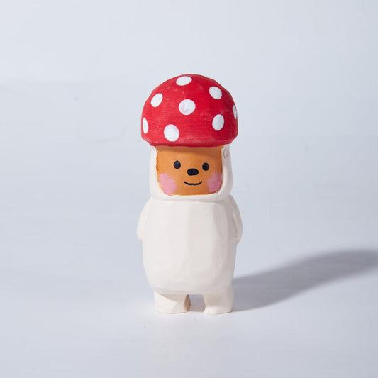 Polka Dot Mushroom Wood Carving Figure