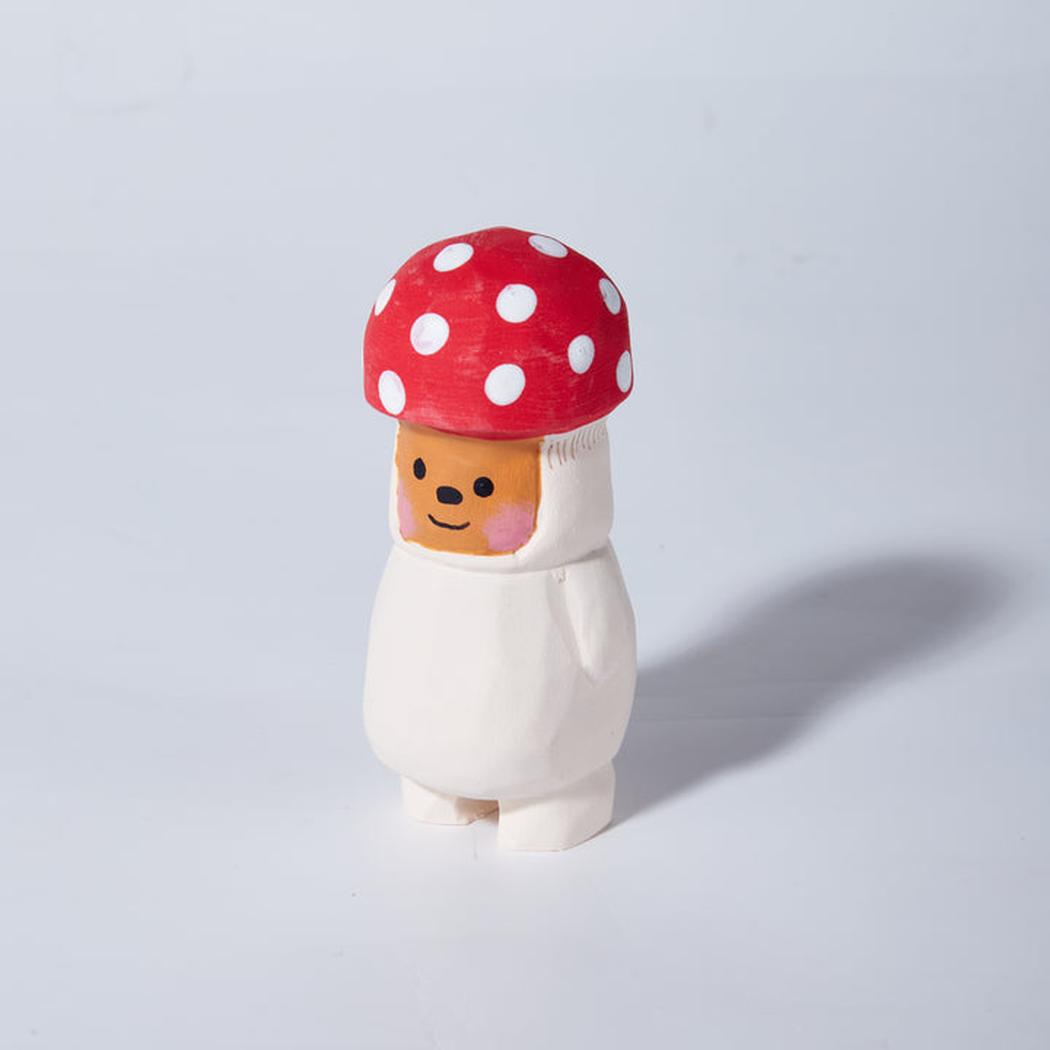 Polka Dot Mushroom Wood Carving Figure