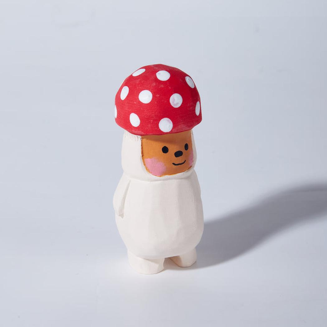Polka Dot Mushroom Wood Carving Figure