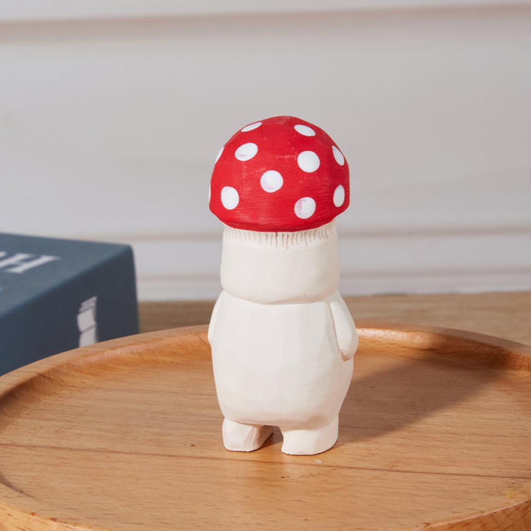 Polka Dot Mushroom Wood Carving Figure