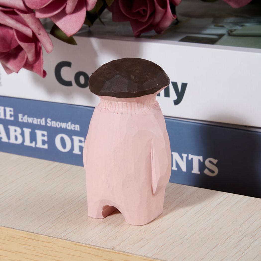 King oyster mushroom carved wooden figure