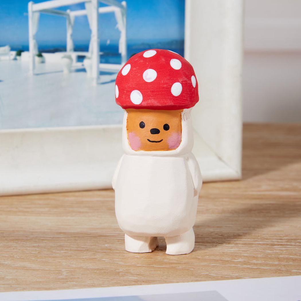 Polka Dot Mushroom Wood Carving Figure